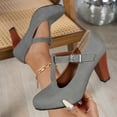thumbnail image 1 of DIVVce T-Strap Mary Jane Heels For Women Closed Toe Adjustable Buckle Comfort Office Footwear, 1 of 8
