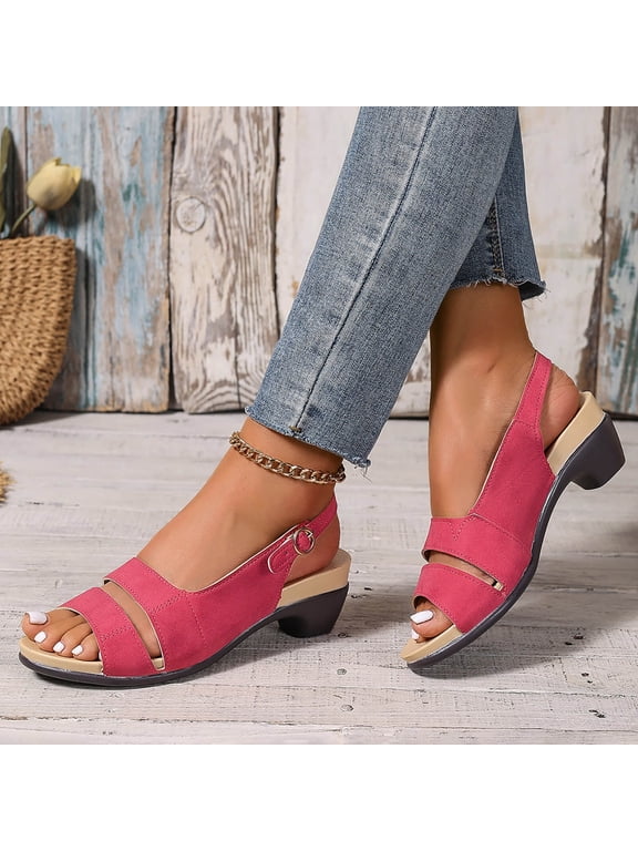 Two Strap Wedge Sandals For Women Open Toe Adjustable Ankle Strap Comfort Footwear