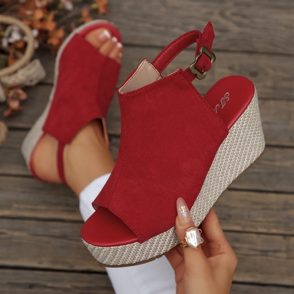 DIVVce Wedge Sandals For Women Open Toe Espadrille Slingback Comfortable Adjustable Buckle Summer Footwear