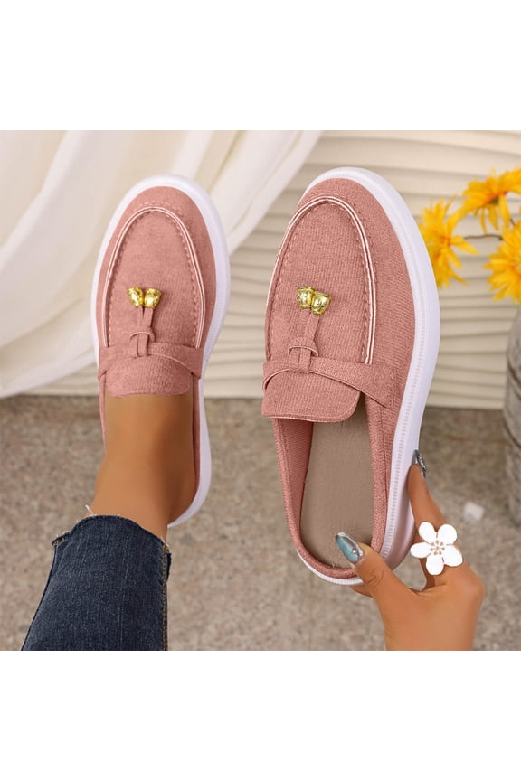Womens Shoes Slip On Mule Loafers With Tassel Accent And Platform Sole For Casual Everyday And Office Wear