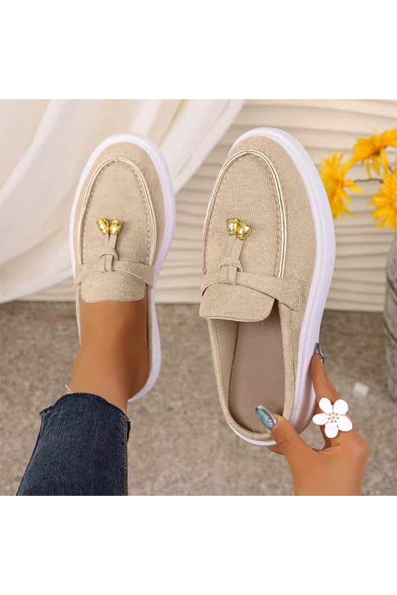 Womens Shoes Slip On Mule Loafers With Tassel Accent And Platform Sole For Casual Everyday And Office Wear