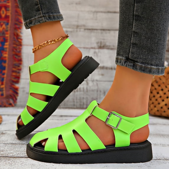 DIVVce Woven Platform Gladiator Sandals For Women Open Toe Adjustable Buckle Comfort Footwear