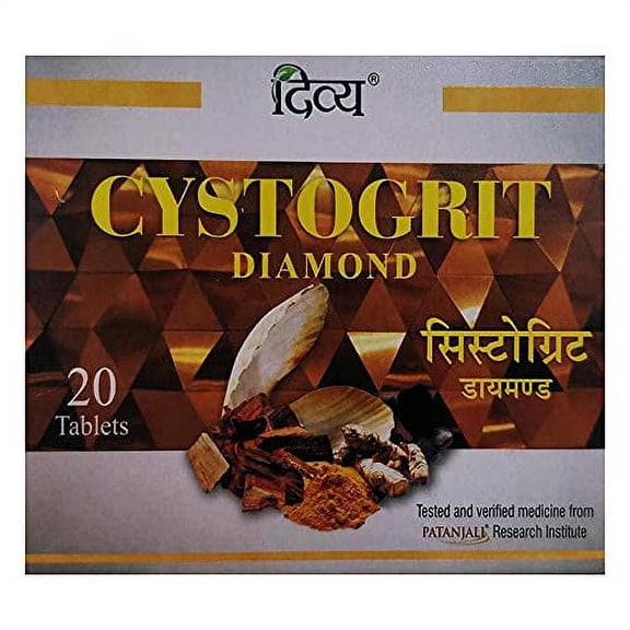 Patanjali Cystogrit Diamond Capsules for Urinary Health, 20 Count, Pack of 4