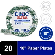 Dixie Ultra Winter Design Disposable Paper Plates, 10", Multi-Color, 20 Count