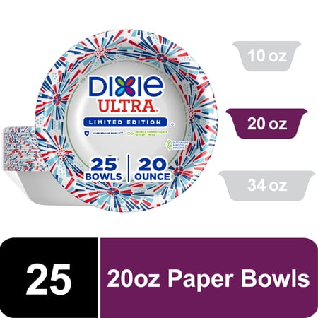 Dixie Ultra Summer Design Disposable Paper Bowls, 20 oz, Multi-Color, 25 Count