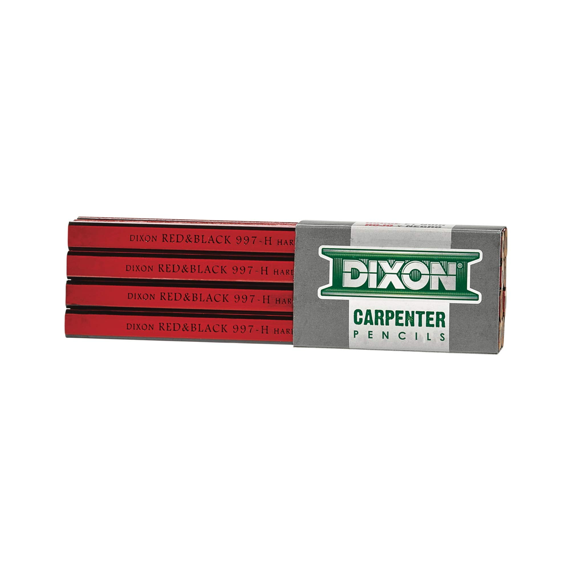 DIXON Industrial Carpenter Pencils, Hard Graphite Core, Red/Black