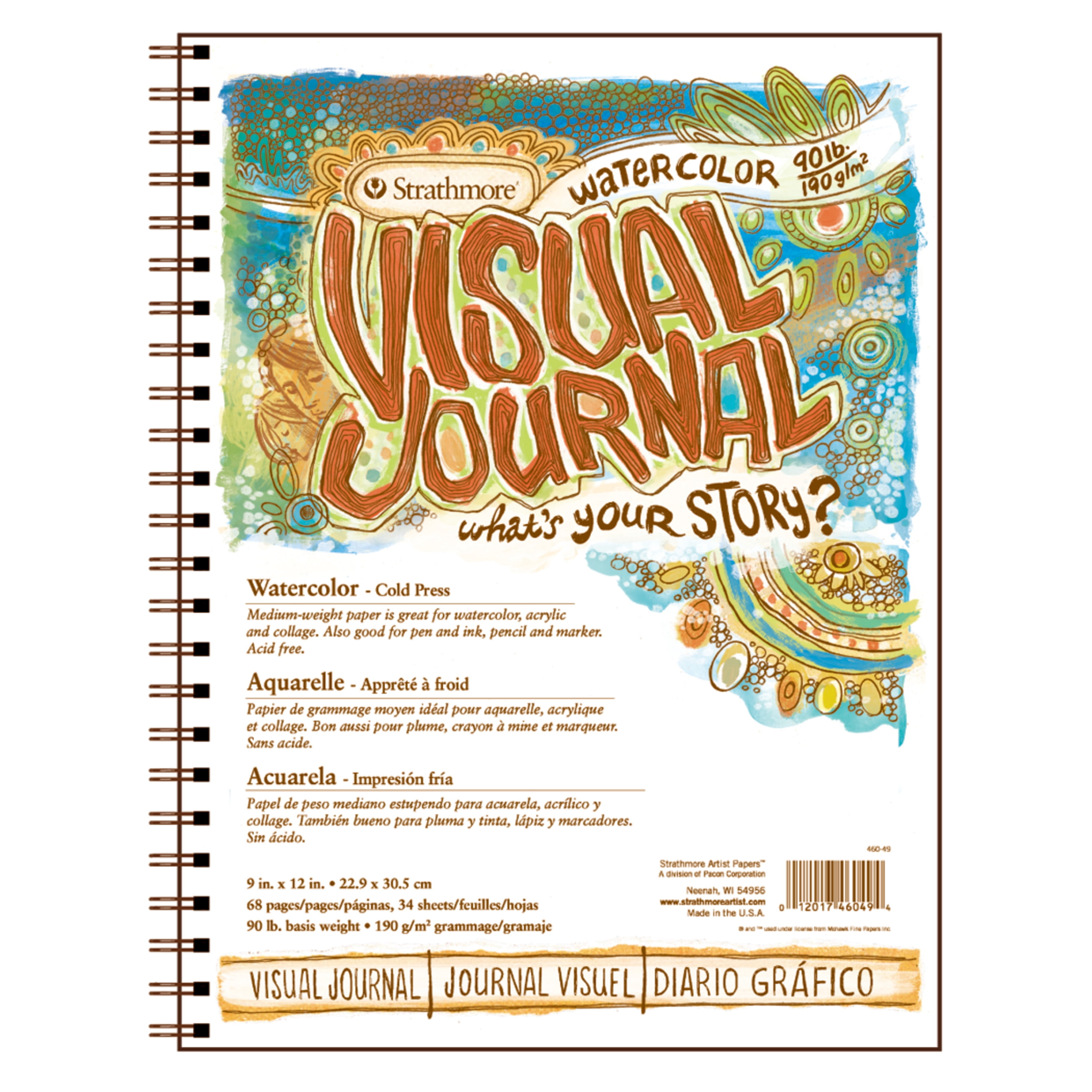 DIXON TICONDEROGA/STRATHM 46049 VISUAL JOURNAL WATERCOLOR 90# 9 X 12 34 SHEET PAD