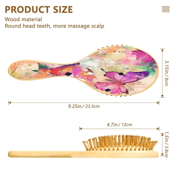 DIXRUYE Soft Hair Brush Hair Smoothing Hair Care Butterfly Ballet in A Floral Dream Pattern