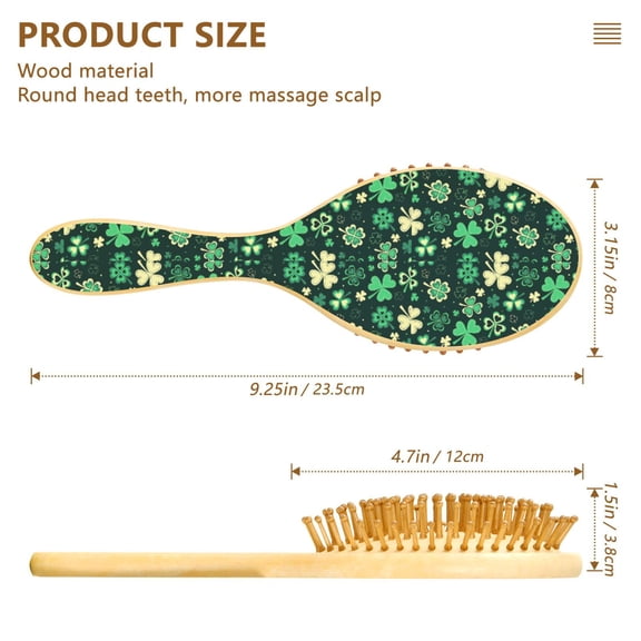DIXRUYE Soft Hair Brush Hair Smoothing Hair Care Emerald Clover Charm Pattern