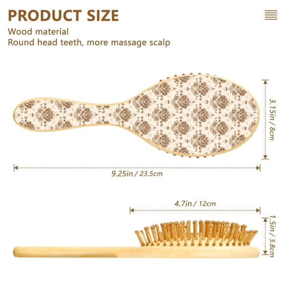 DIXRUYE Soft Hair Brush Hair Smoothing Hair Care Gold Ornate Damask Pattern