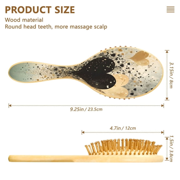 DIXRUYE Soft Hair Brush Hair Smoothing Hair Care Heart Splatter Pattern