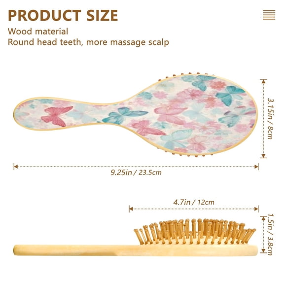 DIXRUYE Soft Hair Brush Hair Smoothing Hair Care Pastel Butterfly-petal Mist Pattern