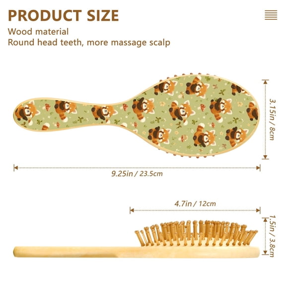 DIXRUYE Soft Hair Brush Hair Smoothing Hair Care Red Pand Pattern