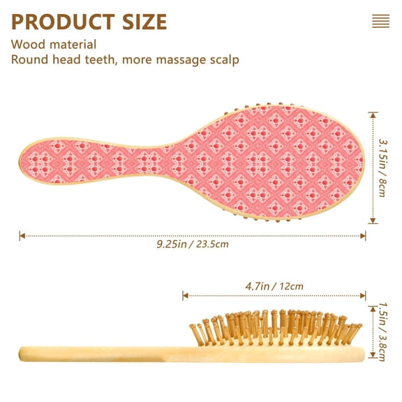 DIXRUYE Soft Hair Brush Hair Smoothing Hair Care Retro Pink Heart Diamond Pattern