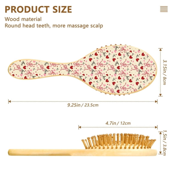 DIXRUYE Soft Hair Brush Hair Smoothing Hair Care Ribbon & Heart Mosaic Pattern