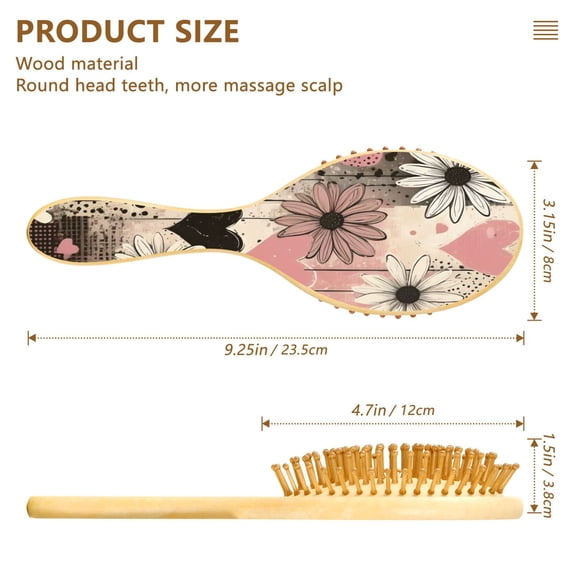 DIXRUYE Soft Hair Brush Hair Smoothing Hair Care Sweetheart Blooms Pattern