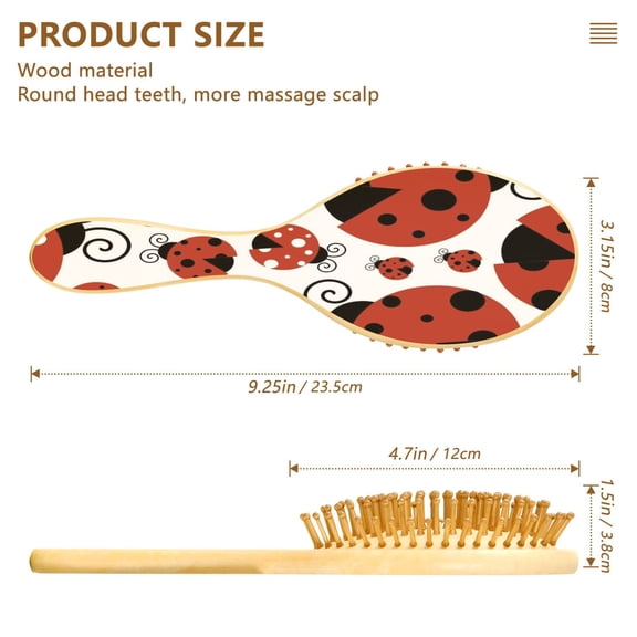 DIXRUYE Soft Hair Brush Hair Smoothing Hair Care Whimsical Ladybugs Carnival Pattern
