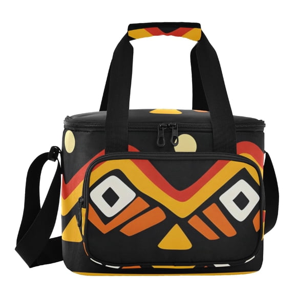 DIXRUYEE African Abstract Geometry Pattern Cooler BagWaterproof 600D Oxford Cloth Leakproof Lunch Bag with Multiple Pockets for Picnics, Potlucks, Barbecues, Outdoor Activities