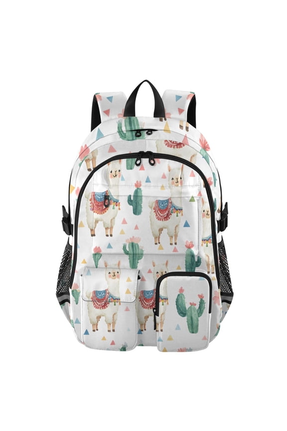 Alpaca Cactus Backpack for School 14Laptop Compatible with Reflective Safety Strips