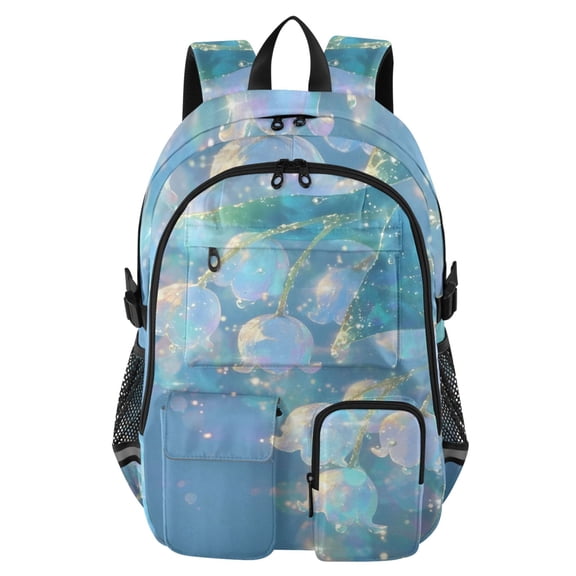 DIXRUYEE Aqua Glowing Backpack for School 14Laptop Compatible with Reflective Safety Strips