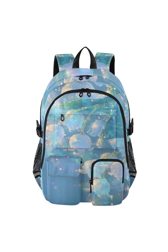 Aqua Glowing Backpack for School 14Laptop Compatible with Reflective Safety Strips