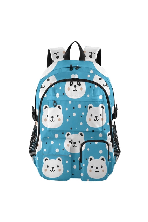 Arctic Bear Polka Dot Pattern Backpack for School 14Laptop Compatible with Reflective Safety Strips