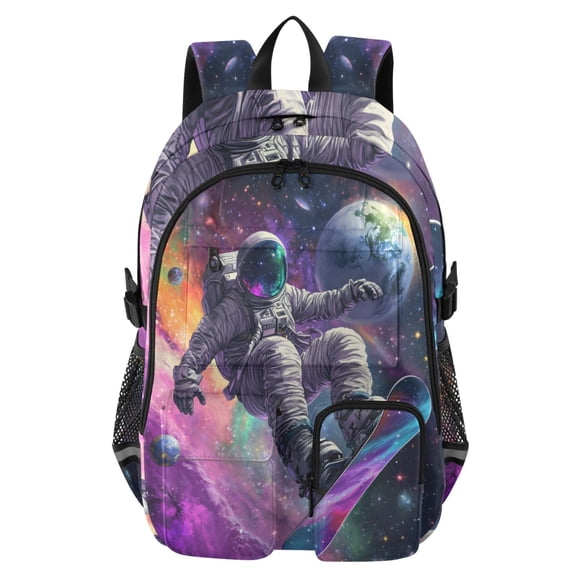 DIXRUYEE Astronaut Snowboarding Backpack for School 14Laptop Compatible with Reflective Safety Strips