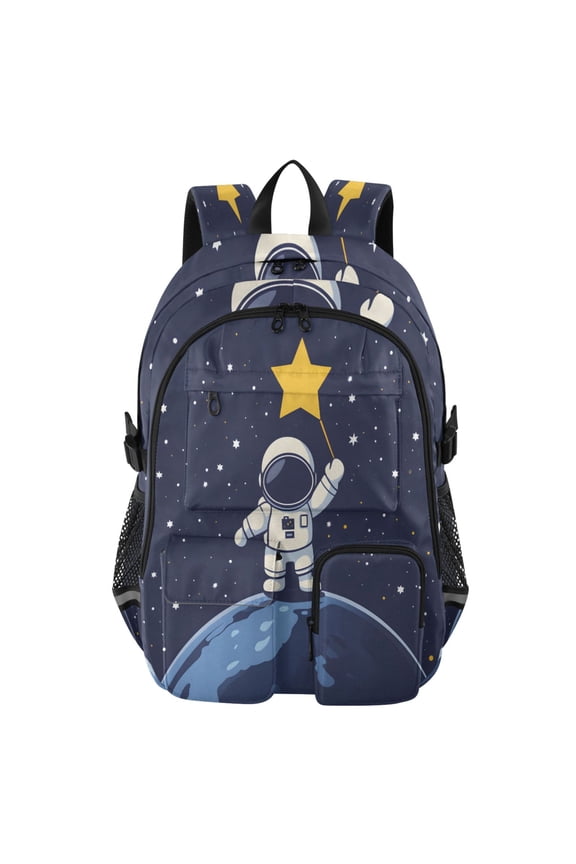 Astronaut Star Backpack for School 14”Laptop Compatible with Reflective Safety Strips