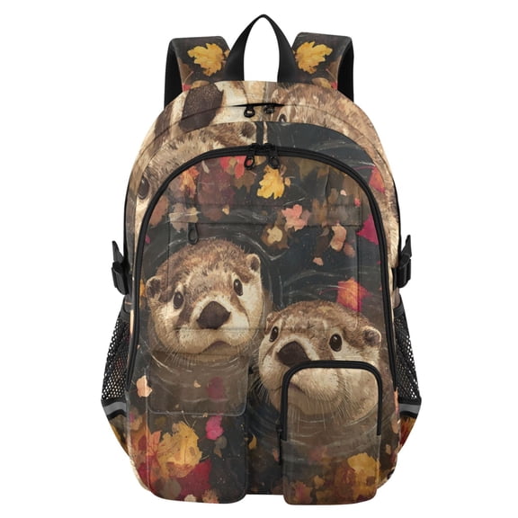 DIXRUYEE Autumn Otter Oasis Backpack for School 14Laptop Compatible with Reflective Safety Strips