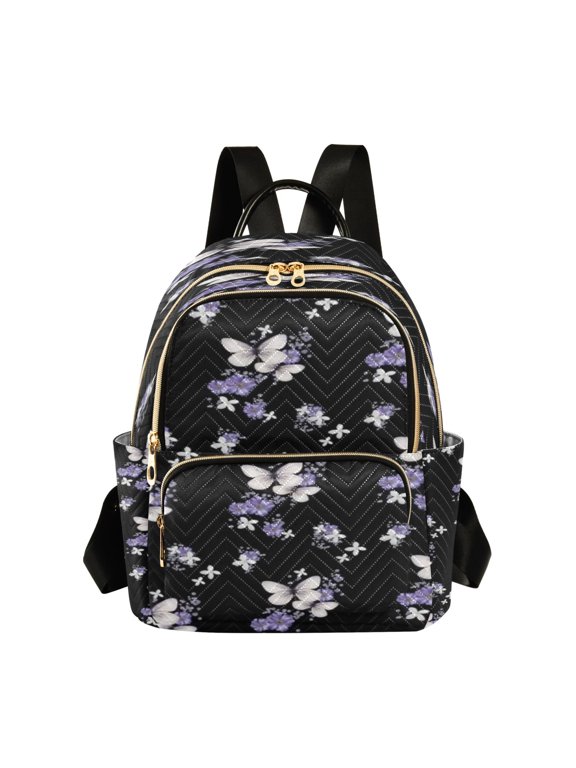 Backpack Casual Dark Floral Wings Bags