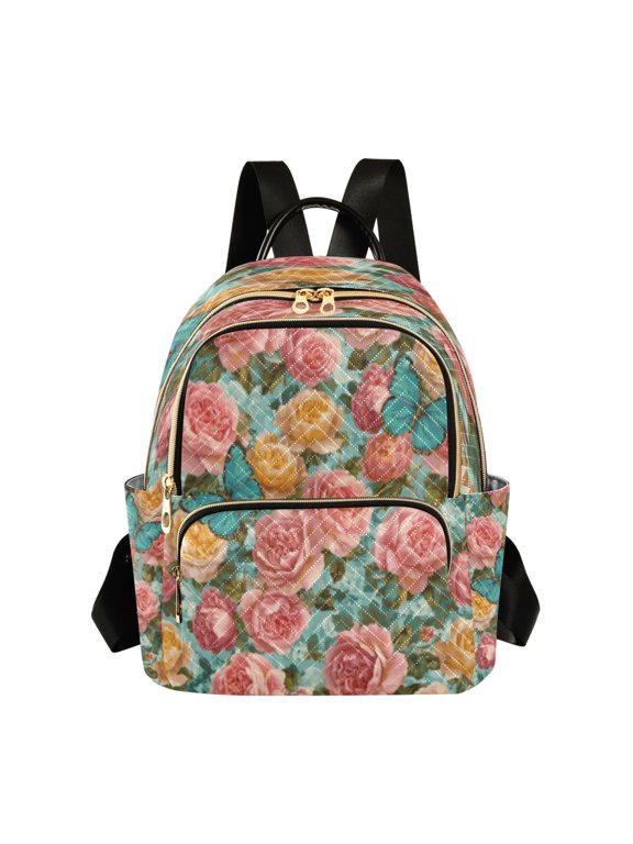 Backpack Casual Teal & Rose Garden Bags
