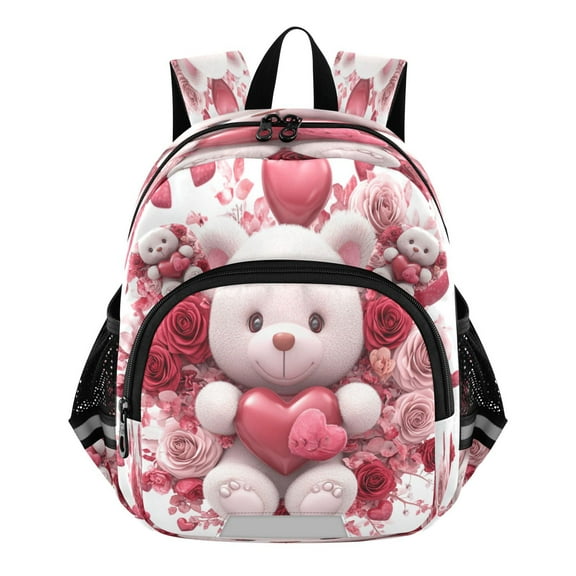DIXRUYEE Backpack Lovely Bear Surrounded by Loving Blooms Pattern Pattern Suitable Schoolbag