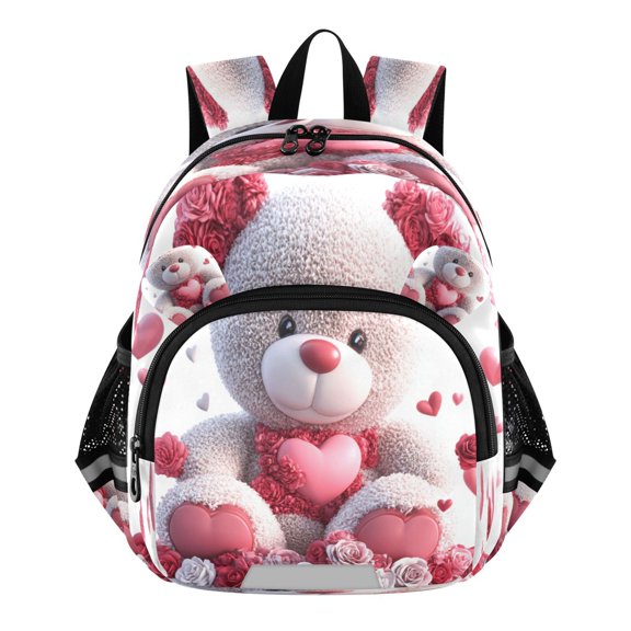 DIXRUYEE Backpack Lovely Bear Wrapped in Love and Blooms Pattern Pattern Suitable Schoolbag