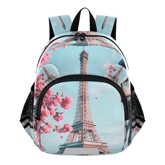 DIXRUYEE Backpack Lovely Blooming Eiffel Pattern Pattern Suitable Schoolbag