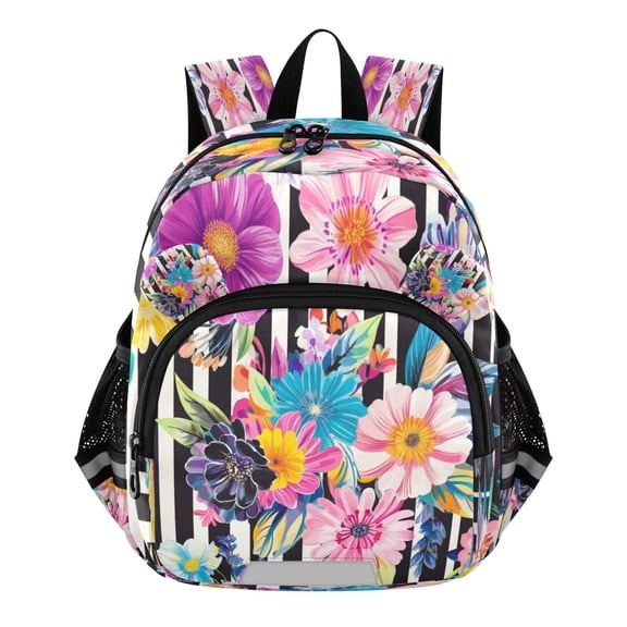 DIXRUYEE Backpack Lovely Bold Floral Stripes Pattern Pattern Suitable Schoolbag