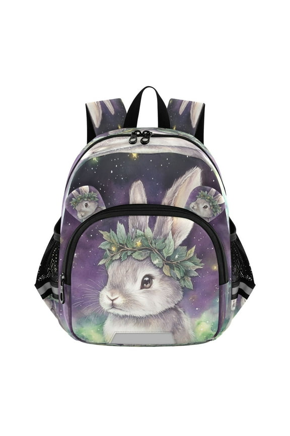 Backpack Lovely Bunny in Starry Night Pattern Pattern Suitable Schoolbag