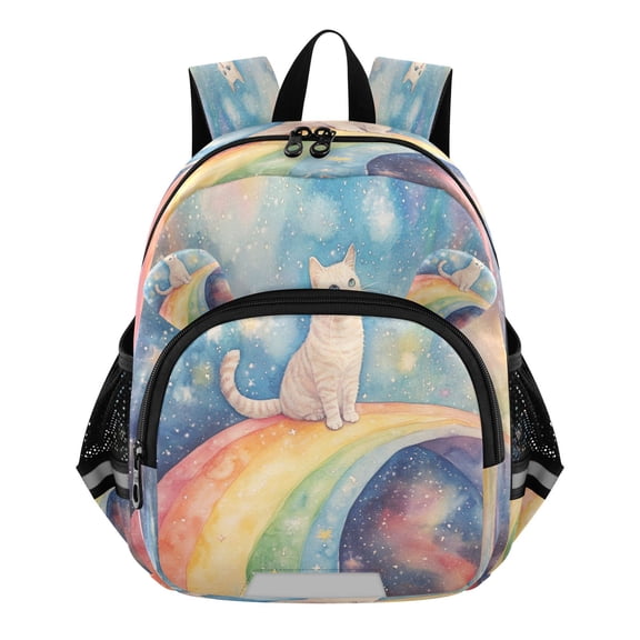 DIXRUYEE Backpack Lovely Celestial Cat on A Rainbow Path Pattern Pattern Suitable Schoolbag