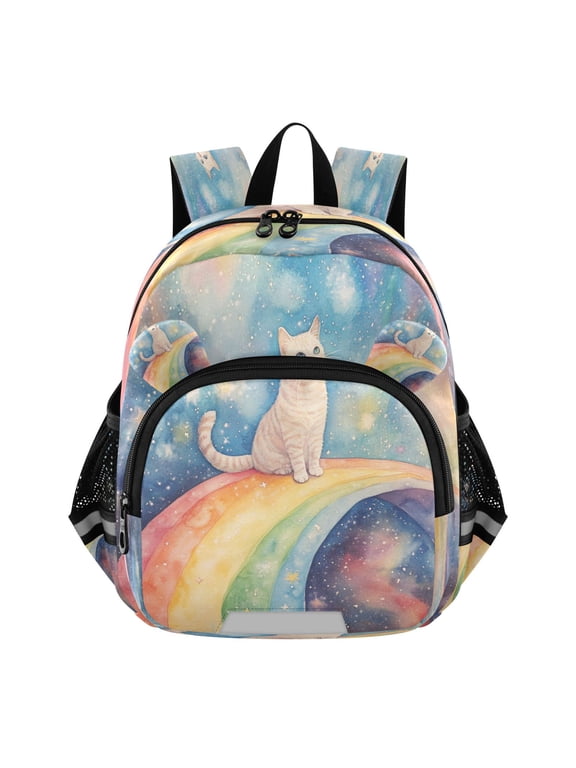 Backpack Lovely Celestial Cat on A Rainbow Path Pattern Pattern Suitable Schoolbag