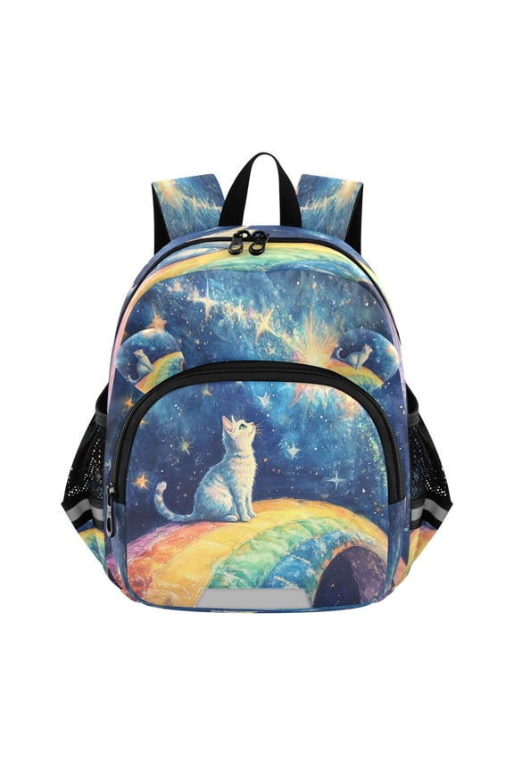 Backpack Lovely Celestial Cat on A Rainbow Pattern Pattern Suitable Schoolbag
