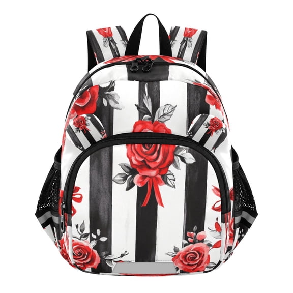 DIXRUYEE Backpack Lovely Chic Stripes with Roses Pattern Pattern Suitable Schoolbag
