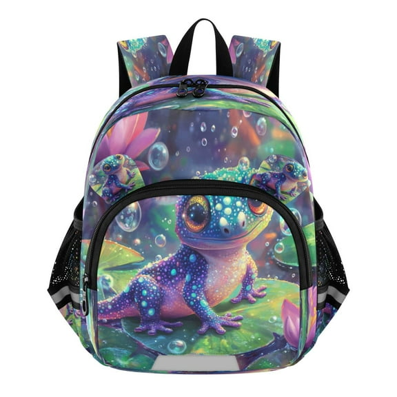 DIXRUYEE Backpack Lovely Colorful Frog Among Lotus Blooms Pattern Pattern Suitable Schoolbag