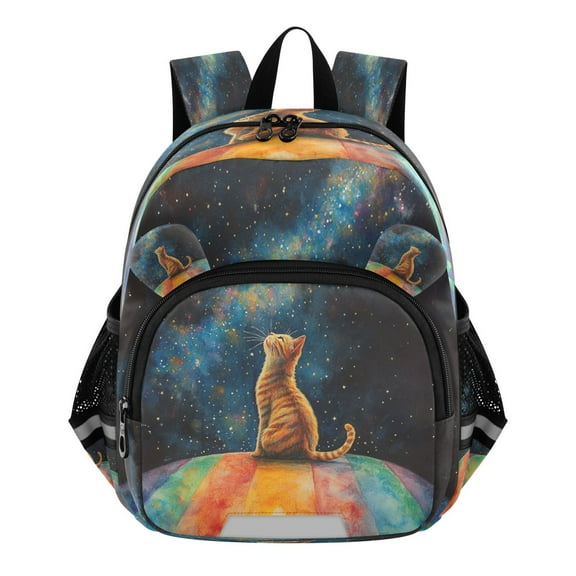 DIXRUYEE Backpack Lovely Cosmic Cat on A Rainbow Pattern Pattern Suitable Schoolbag
