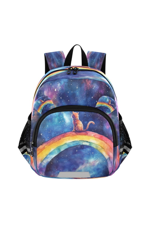 Backpack Lovely Cosmic Cat on A Rainbow Trail Pattern Pattern Suitable Schoolbag