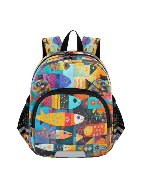 Backpack Lovely Fish Mosaic Pattern Pattern Suitable Schoolbag