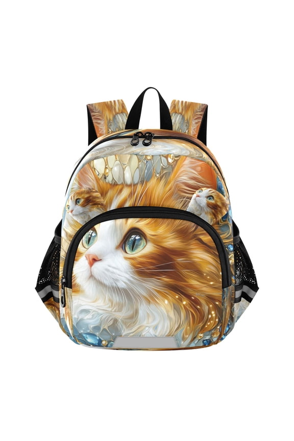 Backpack Lovely Gemstone Cat with Sparkling Eyes Pattern Pattern Suitable Schoolbag