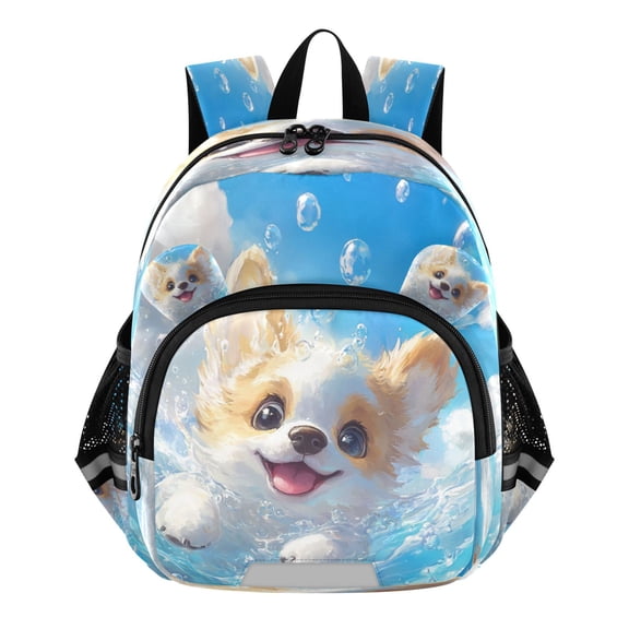 DIXRUYEE Backpack Lovely Joyful Corgi in Splash-tastic Adventure Pattern Pattern Suitable Schoolbag