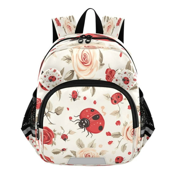 DIXRUYEE Backpack Lovely Ladybug Roses Pattern Pattern Suitable Schoolbag