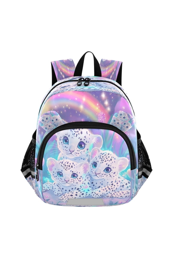 Backpack Lovely Leopard Trio under The Rainbow Pattern Pattern Suitable Schoolbag