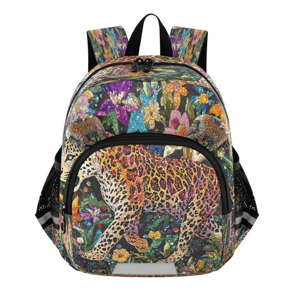 DIXRUYEE Backpack Lovely Leopard in Glittering Garden Pattern Pattern Suitable Schoolbag