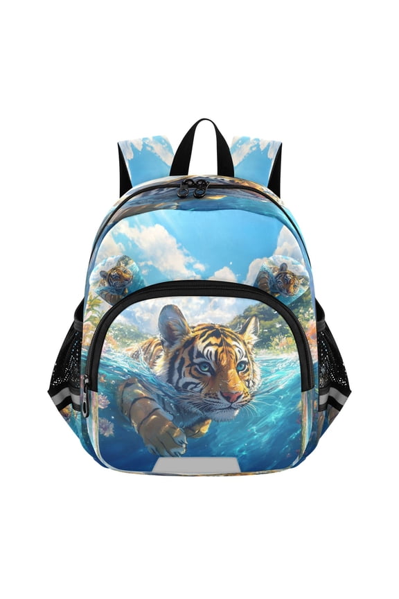 Backpack Lovely Majestic Tiger's Swim Pattern Pattern Suitable Schoolbag